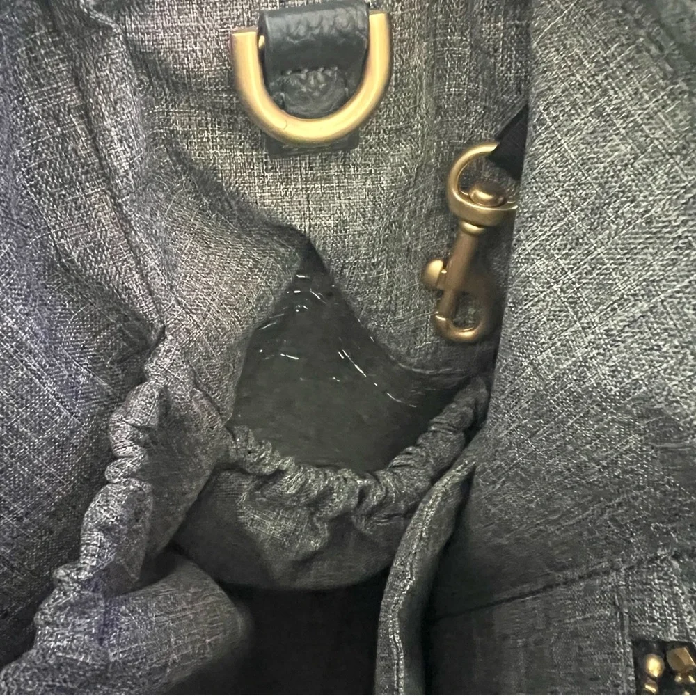 Freshly Picked Everyday Tote Diaper Bag Navy Blue Faux Leather Insulated Pocket